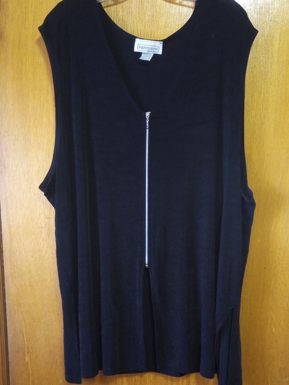 Impressions Neutral Black Sleeveless Plus Size Tunic w/ Zipper, Size 3X, As-Is